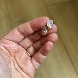 Feminine Lavender & Gold Butterfly Earrings